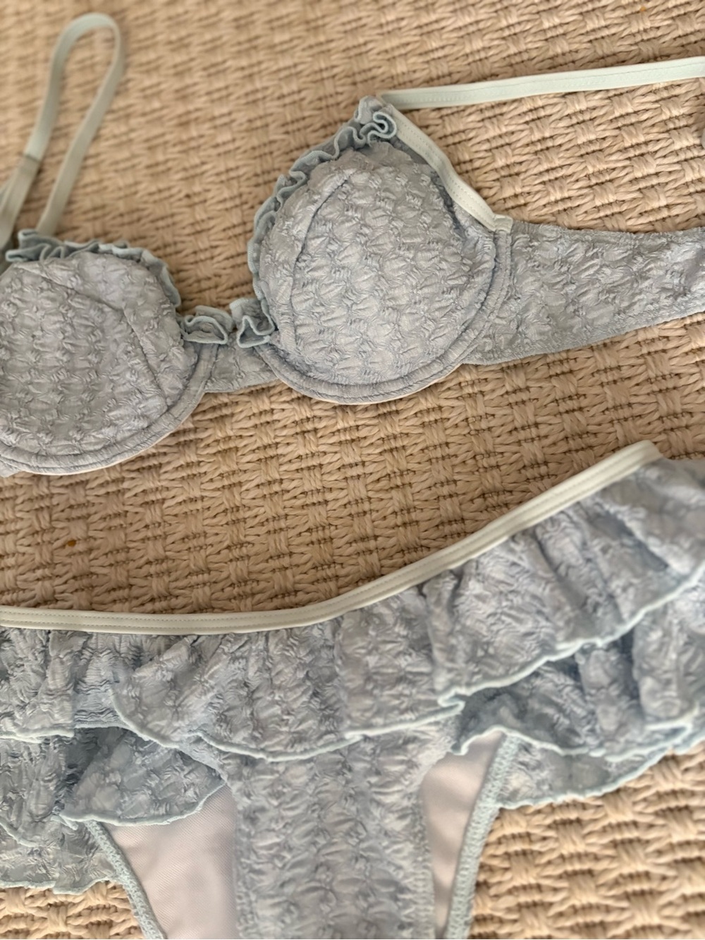 Light Blue Ruffled Lace Bikini Set - Picture 3 of 4